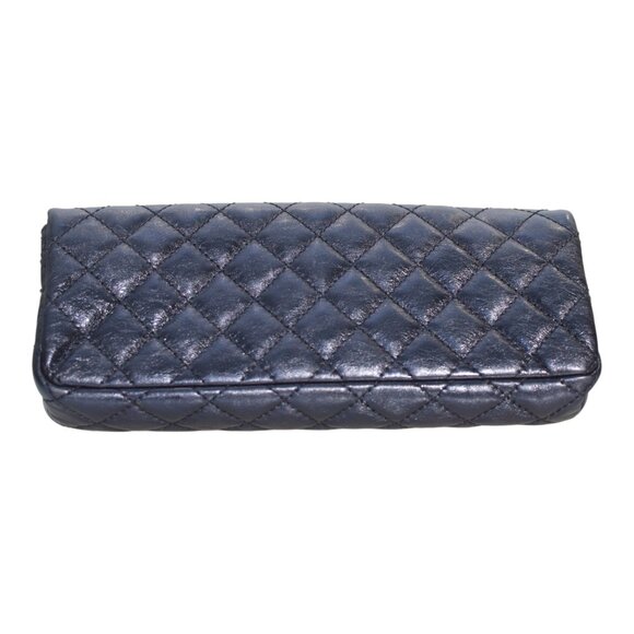 Chanel 2.55 East West Metallic Blue Quilted Leather bag / clutch - baguette size - Picture 8 of 16